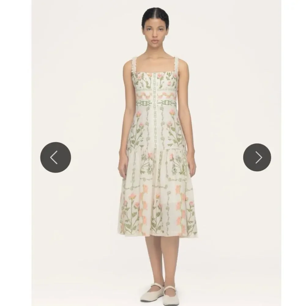 AGUA BY AGUA BENDITA Alma Nispero Oasis Floral Cream Pink Garden Midi Dress sz S - Picture 14 of 14